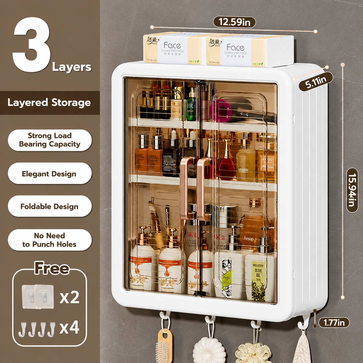 Modern Wall Mounted Plastic Cabinet For Kitchen & Bathroom